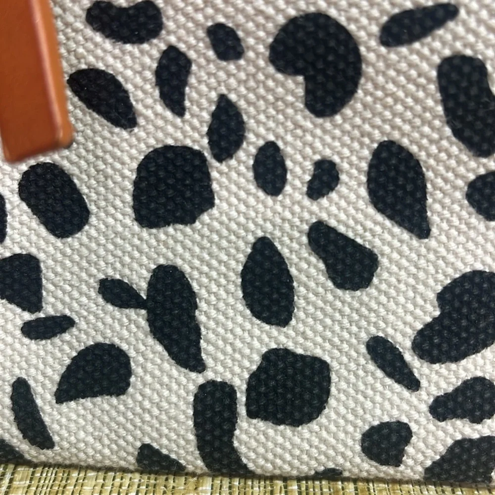 Anthropologie Leopard Print Clutch with Tan Leather Straps Canvas 8”x6”